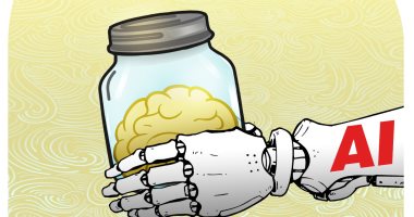 كاريكاتير اليوم السابع: هل يلغى الذكاء الاصطناعى إبداعات المخ البشري؟