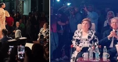 نوال الدجوى تتجاهل صراع الأحفاد وتفاجئ الجميع بتصرف لافت.. صور نوال الدجوي فى عرض الازياء