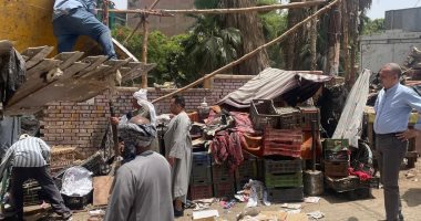 حملات مكثفة لإزالة إشغالات وتعديات الباعة الجائلين بمركز الفتح بأسيوط