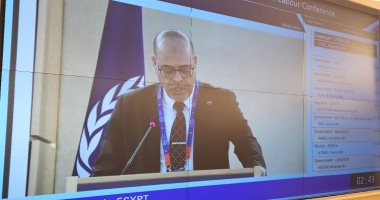 وزير العمل من جنيف: قيام دولة فلسطين وعاصمتها القدس السبيل للخروج من دائرة العنف وزير العمل محمد جبران يلقى كلمة مصر بجنيف
