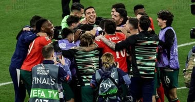 احتفال لاعبى البرتغال بالفوز