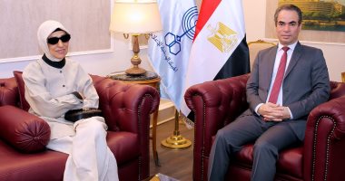 أحمد المسلماني يفتتح استديو نجيب محفوظ بحضور ابنة الأديب العالمى "المسلماني" يفتتح استديو نجيب محفوظ بحضور ابنته