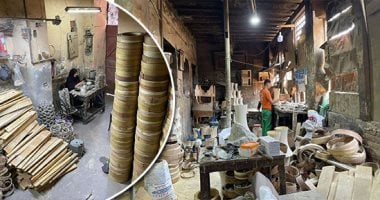 أنامل تحرس الإيقاع وتأبى النسيان.. الطبلة والرق الخشب حاضر يجسد تاريخ الحرف اليدوية.. صناعها: عمرنا كله بالصنعة وورشتنا عمرها يزيد عن 100 سنة.. شغلنا قائم على الفن والإبداع.. وبنمثل المنتج المصرى عالميا.. صور