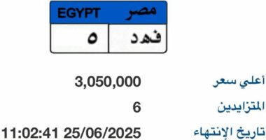 سعر "فهد - 5" يتخطى 3 ملايين جنيه فى مزاد اللوحات المميزة للسيارات.. فيديو تغطية خاصة لتليفزيون اليوم السابع