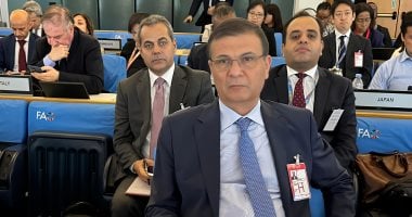 وزير الزراعة يشارك في فعاليات الدورة الرابعة والأربعين لمؤتمر الفاو بروما وزير الزراعة خلال مشاركته في مؤتمر الفاو