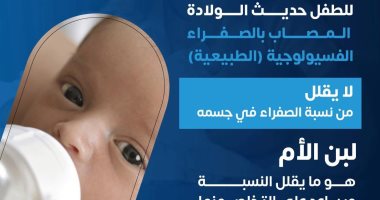وزارة الصحة: الرضاعة الطبيعية تقلل نسب الصفراء عند الأطفال حديثى الميلاد الرضاعة الطبيعية تقلل نسب الصفراء