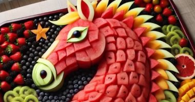 نيوز برو : 
                                            الرسم بالفواكه والخضراوات.. أفكار لتحفيز الأطفال ومتبعى الدايت على الأكل
                                        