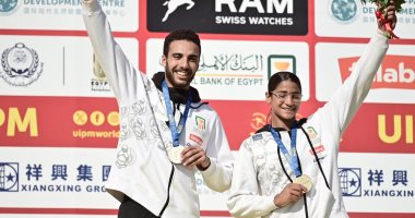 فوز فريدة خليل ومهند شعبان بذهبية المختلط للكبار ببطولة العالم للتتابعات للخماسي