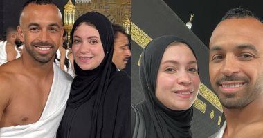 افشة رفقة زوجته يؤديان مناسك العمرة