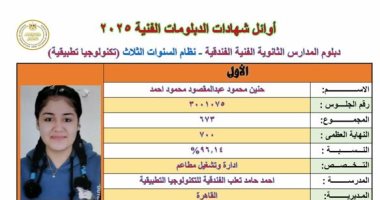 الأولى على الجمهورية ثانوية فندقية تروى رحلة تفوقها بمجموع 96%.. فيديو