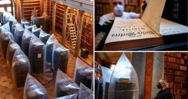 عملية اخلاء الكتب النادرة من المكتبة المجرية التاريخية 