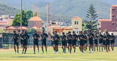 مران بدني للاعبي الأهلي فى الفندق قبل مواجهة الملعب التونسي وديا اليوم الاهلى