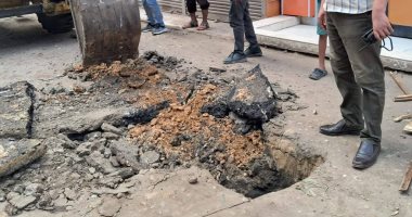 هبوط أرضي متكرر في مدينة منية النصر بمنطقة المسجد الكبير بالدقهلية