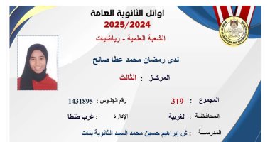 أوائل الثانوية العامة 2025.. الثالثة على علمى رياضيات: دعم أسرتى سر تفوقى المركز الثالث علي مستوي الجمهورية في شعبة العلمي رياضيات