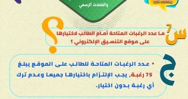 تنسيق الجامعات 2025 .. للطالب تسجيل 75 رغبة بموقع التنسيق الإلكترونى انفوجراف لوزارة التعليم العالى