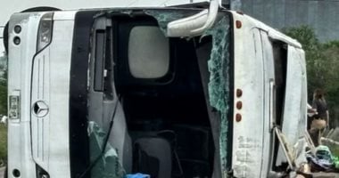 إصابة 20 سائحًا إثر انقلاب أتوبيس سياحى فى جمهورية باشكيريا الروسية حادث