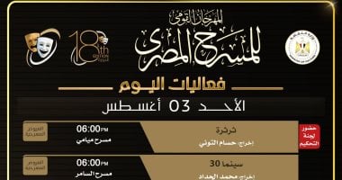 8 عروض مسرحية في يوم حافل بالمهرجان القومي للمسرح المصري المهرجان القومي للمسرح المصري