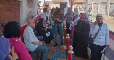 طوابير السيدات والفتيات تزين لجان انتخابات مجلس الشيوخ بحدائق حلوان.. صور