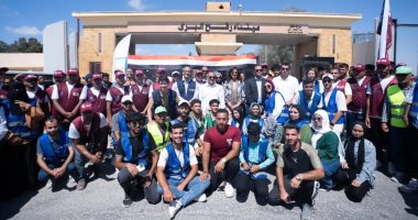 التحالف الوطني يعقد مؤتمرًا صحفيًا أمام معبر رفح بعد إطلاق قافلته الحادية عشرة لدعم غزة التحالف الوطني للعمل الأهلي في مؤتمر صحفي أمام معبر رفح