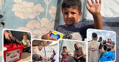 مصر لن تتخلى عنكم .. اللجنة المصرية توزع لبن الأطفال والمساعدات على أهالى غزة توزيع حليب الأطفال على أطفال غزة