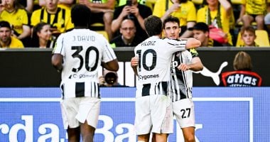 يوفنتوس يفوز على بوروسيا دورتموند 2-1 ودياً استعداداً للموسم الجديد احتفال يوفنتوس