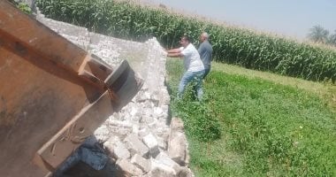 إزالة 14 حالة تعدٍ على الأراضى الزراعية وأملاك الدولة بمركزى سوهاج والبلينا حملة إزالة