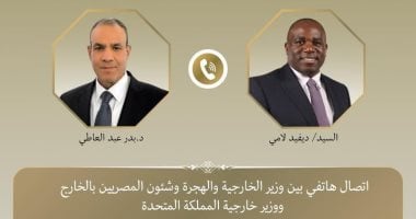 وزير الخارجية يطلع نظيره البريطانى على جهود مصر لنفاذ المساعدات الإنسانية لغزة بدر عبد العاطى وديفيد لامى