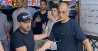 أحمد السقا ومروان حامد ومنة فضالى فى عزاء تيمور تيمور أحمد السقا