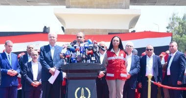 مؤتمر لوزير الخارجية ووزيرة التضامن ورئيس وزراء فلسطين فى ميناء رفح البرى 