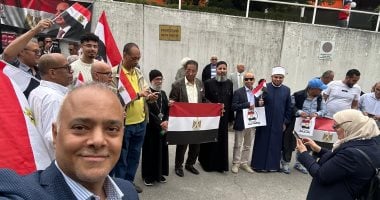 رافعين الأعلام.. الجالية المصرية بالنمسا ينظمون وقفة لدعم مصر وقيادتها.. فيديو المصريون فى النمسا يدعمون مصر ورئيسها