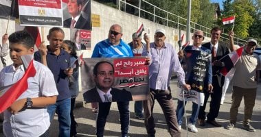 الجالية المصرية في النمسا ترفض محاولات الضغوط الخارجية على مصر.. صور الجالية المصرية في النمسا أمام مقر السفارة المصرية