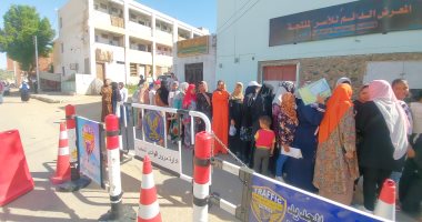 طوابير أمام لجان إعادة انتخابات الشيوخ فى الوادى الجديد بعد فتح اللجان.. فيديو وصور