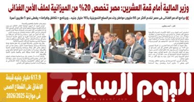 اليوم السابع.. وزير المالية: مصر تخصص %20 من الميزانية لملف الأمن الغذائى اليوم السابع