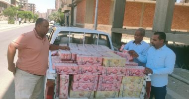 تموين الأقصر تضبط 3500 عبوة حليب بطعم الفواكه فاسدة بأحد مخازن البياضية