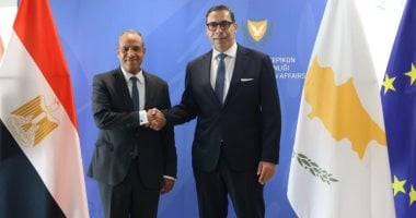 وزير الخارجية يبحث مع نظيره القبرصي تطورات الأوضاع في قطاع غزة جانب من اللقاء