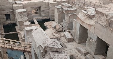 أرض الحضارة.. معبد الأوزوريون في سوهاج أسطورة فرعونية تحكي أسرار الخلود والعالم الآخر.. تم اكتشافه عام 1903.. يتكون من ممر طويل مائل طوله 60 مترًا وعرضه مترين ونصف.. وعلماء آثار: تصميم نادر.. صور معبد الاوزريون