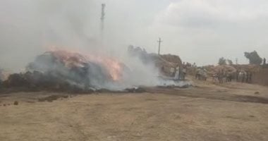 نشوب حريق فى كمية من الكتان بقرية شبرا ملس بزفتى جانب من الحريق