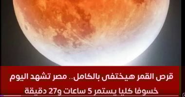 قرص القمر هيختفى بالكامل.. مصر تشهد اليوم خسوفا كليا.. فيديو