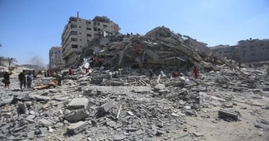 العدو الإسرائيلى يدمر برج الكوثر مأوى النازحين فى غزة