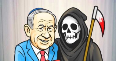 تحالف نتنياهو مع الشيطان لإبادة أهل غزة فى كاريكاتير اليوم السابع