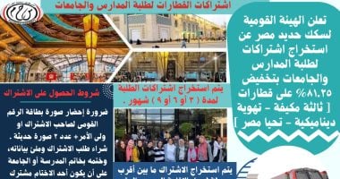 السكة الحديد تفتح باب الاشتراكات لطلاب المدارس والجامعات