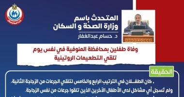 وزارة الصحة تكشف حقيقة وفاة طفلين بالمنوفية في نفس يوم تلقي التطعيمات الروتينية