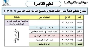 تعرف على جدول حضور الطلاب بأول أسبوع مدارس في القاهرة