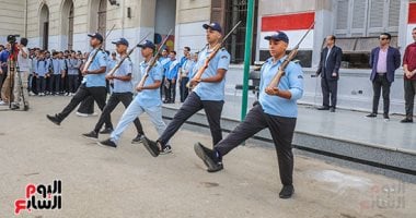 عروض الشرطة المدرسية بطابور صباح المدرسة السعيدية فى الجيزة تلفت الأنظار