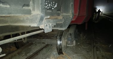 خروج عربات من قطار بضائع عن القضبان فى بنى سويف.. صور