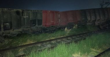 حادث خروج عربات قطار بضائع بنى سويف بدون إصابات