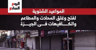 مواعيد فتح وغلق المحلات والمطاعم والكافيهات فى الشتاء بالجيزة.. إنفوجراف