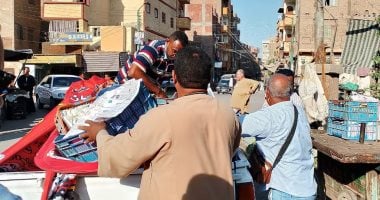 حملات مكثفة لرفع الإشغالات والتعديات على حرم الطريق بالبدارى فى أسيوط