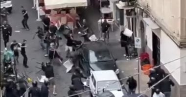 نابولى ضد سبورتنج لشبونة.. إصابات واعتقالات بين جماهير الفريقين (فيديو)