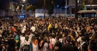 احتجاج فى برشلونة أمام القنصلية الإسرائيلية بعد اعتراض أسطول الحرية المتجه إلى غزة